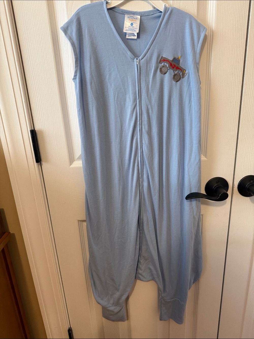 HALO Light Blue Sleeveless Zip Sleep Sack with Truck Embroidery